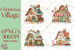 Christmas Village Clipart, Holiday Houses Clip Art PNG Product Image 1