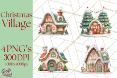 Christmas Village Clipart, Holiday Houses Clip Art PNG Product Image 1