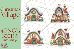 Christmas Village Clipart, Holiday Houses Clip Art PNG Product Image 1