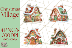 Christmas Village Clipart, Holiday Houses Clip Art PNG Product Image 1