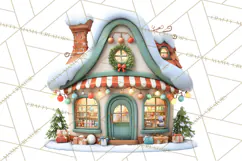 Christmas Village Clipart, Holiday Houses Clip Art PNG Product Image 5