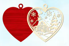 Christmas Village Heart Ornament SVG Product Image 2