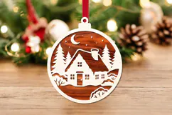 Christmas Village House Ornament SVG Cut File Product Image 3