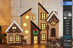 3D Christmas Village Lighted Stand Laser Cut | Holiday Decor Product Image 1