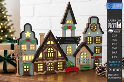 3D Christmas Village Lighted Stand Laser Cut | Holiday Decor Product Image 1