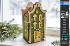 Christmas Village Nightlight Laser Cut | 3D House Lantern Product Image 1