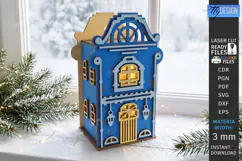 Christmas Village Nightlight Laser Cut | 3D House Lantern Product Image 1