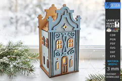 Christmas Village Nightlight Laser Cut | 3D House Lantern Product Image 1