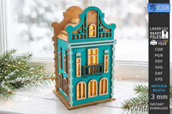 Christmas Village Nightlight Laser Cut | 3D House Lantern Product Image 1