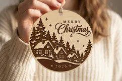 Christmas Village Ornament 2026, Laser Cut Glowforge File Product Image 1