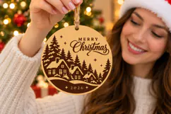 Christmas Village Ornament 2026, Laser Cut Glowforge File Product Image 2