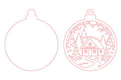 Christmas Village Ornament Laser Cut Design Product Image 2