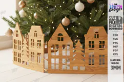 Christmas Village Laser Cut|Christmas Tree Skirt|Home Decor Product Image 1