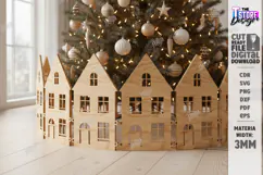 Christmas Village Laser Cut|Christmas Tree Skirt|Home Decor Product Image 1