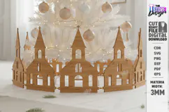 Christmas Village Laser Cut|Christmas Tree Skirt|Home Decor Product Image 1