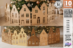 Christmas Village Laser Cut Bundle|Christmas Tree Skirt SVG Product Image 1