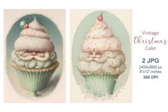 Vintage Santa Christmas Cards, Santa Claus Christmas cupcake Product Image 1