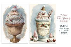 Vintage Christmas Cards, Snowman Santa Claus Christmas Sweet Product Image 1
