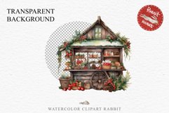 Christmas Vintage Candy Storefront House Winter Shop Clipart Nursery wall art card making collage printable files xmas decor junk journal sublimation santa watercolor Vintage Christmas Santa House clipart, candy storefront, winter shop bakery Decor