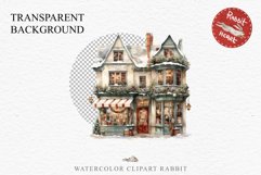 Christmas Vintage Candy Storefront House Winter Shop Clipart Nursery wall art card making collage printable files xmas decor junk journal sublimation santa watercolor Vintage Christmas Santa House clipart, candy storefront, winter shop bakery Decor