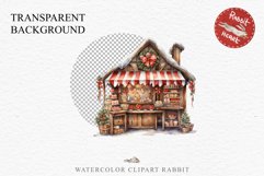 Christmas Vintage Candy Storefront House Winter Shop Clipart Nursery wall art card making collage printable files xmas decor junk journal sublimation santa watercolor Vintage Christmas Santa House clipart, candy storefront, winter shop bakery Decor