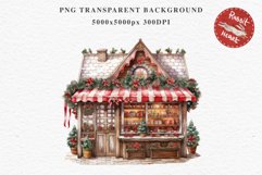Christmas Vintage Candy Storefront House Winter Shop Clipart Nursery wall art card making collage printable files xmas decor junk journal sublimation santa watercolor Vintage Christmas Santa House clipart, candy storefront, winter shop bakery Decor