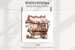 Christmas Vintage Candy Storefront House Winter Shop Clipart Nursery wall art card making collage printable files xmas decor junk journal sublimation santa watercolor Vintage Christmas Santa House clipart, candy storefront, winter shop bakery Decor