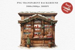 Christmas Vintage Candy Storefront House Winter Shop Clipart Nursery wall art card making collage printable files xmas decor junk journal sublimation santa watercolor Vintage Christmas Santa House clipart, candy storefront, winter shop bakery Decor