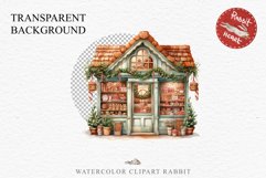 Christmas Vintage Candy Storefront House Winter Shop Clipart Nursery wall art card making collage printable files xmas decor junk journal sublimation santa watercolor Vintage Christmas Santa House clipart, candy storefront, winter shop bakery Decor