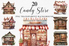 Christmas Vintage Candy Storefront House Winter Shop Clipart Nursery wall art card making collage printable files xmas decor junk journal sublimation santa watercolor Vintage Christmas Santa House clipart, candy storefront, winter shop bakery Decor