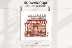 Christmas Vintage Candy Storefront House Winter Shop Clipart Nursery wall art card making collage printable files xmas decor junk journal sublimation santa watercolor Vintage Christmas Santa House clipart, candy storefront, winter shop bakery Decor