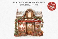 Christmas Vintage Candy Storefront House Winter Shop Clipart Nursery wall art card making collage printable files xmas decor junk journal sublimation santa watercolor Vintage Christmas Santa House clipart, candy storefront, winter shop bakery Decor