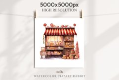 Christmas Vintage Candy Storefront House Winter Shop Clipart Nursery wall art card making collage printable files xmas decor junk journal sublimation santa watercolor Vintage Christmas Santa House clipart, candy storefront, winter shop bakery Decor