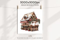 Christmas Vintage Candy Storefront House Winter Shop Clipart Nursery wall art card making collage printable files xmas decor junk journal sublimation santa watercolor Vintage Christmas Santa House clipart, candy storefront, winter shop bakery Decor