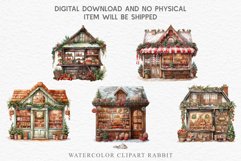 Christmas Vintage Candy Storefront House Winter Shop Clipart Nursery wall art card making collage printable files xmas decor junk journal sublimation santa watercolor Vintage Christmas Santa House clipart, candy storefront, winter shop bakery Decor