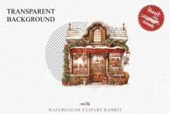 Christmas Vintage Candy Storefront House Winter Shop Clipart Nursery wall art card making collage printable files xmas decor junk journal sublimation santa watercolor Vintage Christmas Santa House clipart, candy storefront, winter shop bakery Decor
