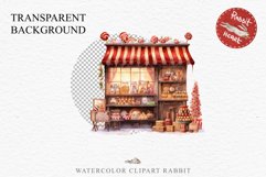 Christmas Vintage Candy Storefront House Winter Shop Clipart Nursery wall art card making collage printable files xmas decor junk journal sublimation santa watercolor Vintage Christmas Santa House clipart, candy storefront, winter shop bakery Decor