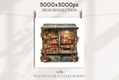 Christmas Vintage Candy Storefront House Winter Shop Clipart Nursery wall art card making collage printable files xmas decor junk journal sublimation santa watercolor Vintage Christmas Santa House clipart, candy storefront, winter shop bakery Decor