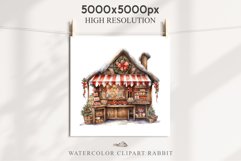 Christmas Vintage Candy Storefront House Winter Shop Clipart Nursery wall art card making collage printable files xmas decor junk journal sublimation santa watercolor Vintage Christmas Santa House clipart, candy storefront, winter shop bakery Decor