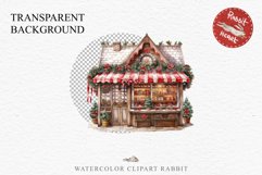Christmas Vintage Candy Storefront House Winter Shop Clipart Nursery wall art card making collage printable files xmas decor junk journal sublimation santa watercolor Vintage Christmas Santa House clipart, candy storefront, winter shop bakery Decor