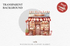 Christmas Vintage Candy Storefront House Winter Shop Clipart Nursery wall art card making collage printable files xmas decor junk journal sublimation santa watercolor Vintage Christmas Santa House clipart, candy storefront, winter shop bakery Decor