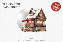 Christmas Vintage Candy Storefront House Winter Shop Clipart Nursery wall art card making collage printable files xmas decor junk journal sublimation santa watercolor Vintage Christmas Santa House clipart, candy storefront, winter shop bakery Decor