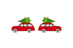 Christmas Vintage Car Earrings Laser Cut SVG Template Product Image 2