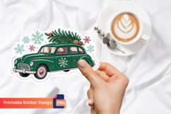 Christmas Vintage Car Sticker, Vehicle Holiday Sticker Product Image 1