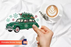 Christmas Vintage Car Sticker, Vehicle Holiday Sticker Product Image 1