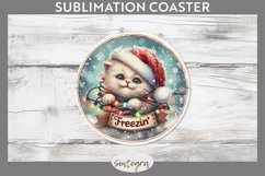 Christmas Vintage Freezin&#039; Cat Entangled Round Coaster Subli Product Image 1