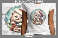 Christmas Vintage Freezin&#039; Cat Entangled T-shirt Sublimation Product Image 1