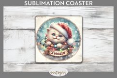 Christmas Vintage Freezin&#039; Cat entangled Square Coaster Subl Product Image 1