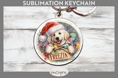 Christmas Vintage Freezin&#039; Lab Entangled Round Keychain Subl Product Image 1