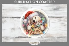 Christmas Vintage Freezin&#039; Lab Entangled Round Coaster Subli Product Image 1